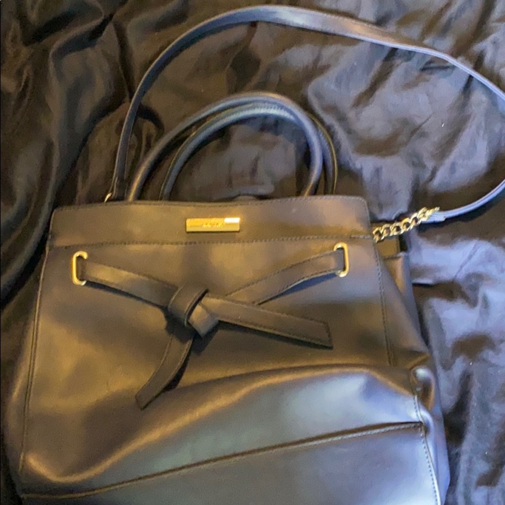 Blue leather purse